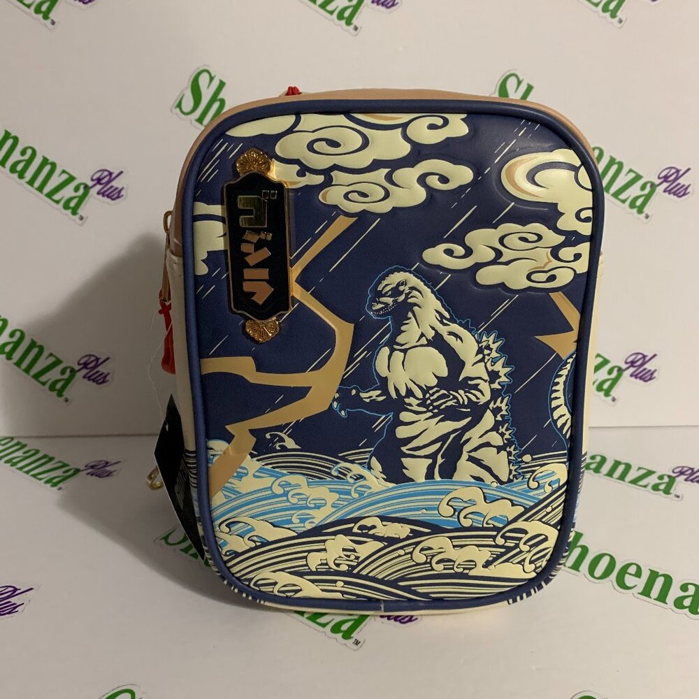 Godzilla Crossbody Bag Sea Storm Clouds Ocean Waves Tonal Kaiju With Coin Purse